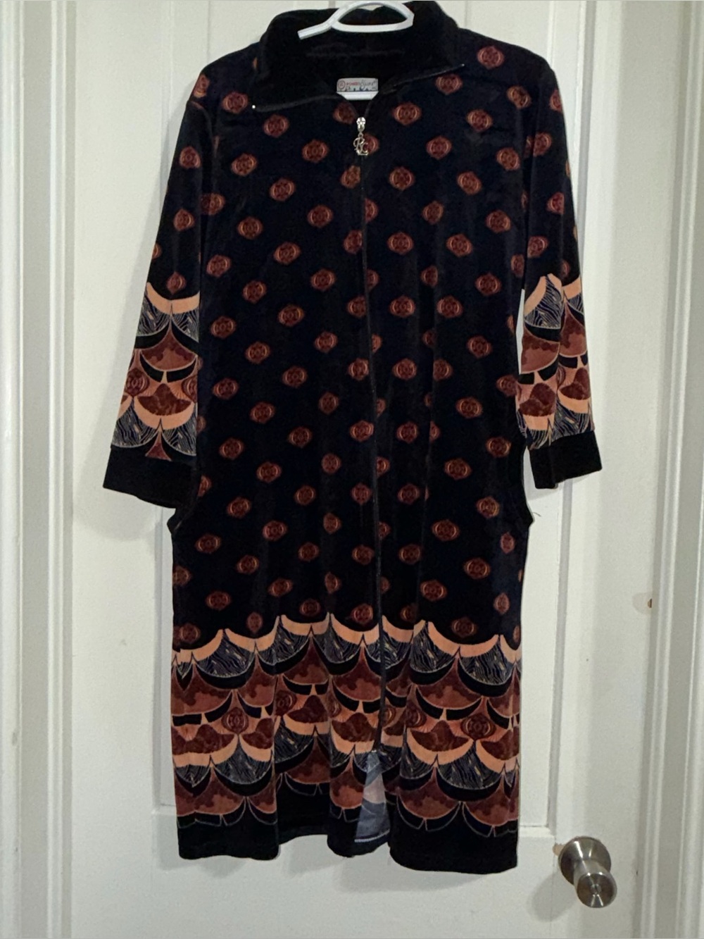 Vintage 1980s Romeo & Life 2X zip up robe velvet bathrobe